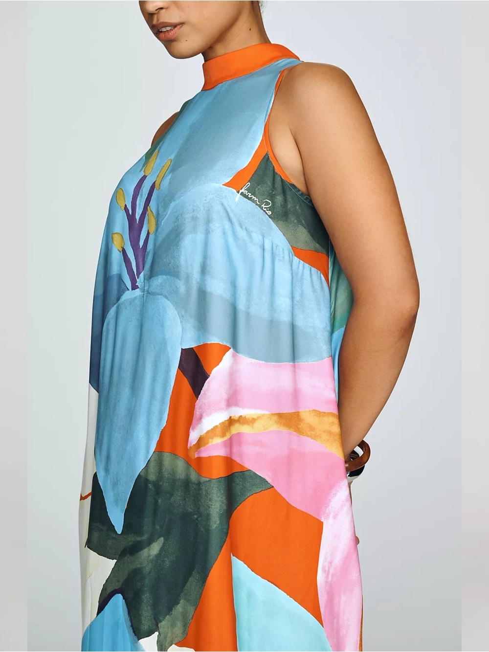 FARM RIO x ANTHROPOLOGIE Halter High Neck Long Floral Maxi Dress SMALL NWT - Picture 7 of 10
